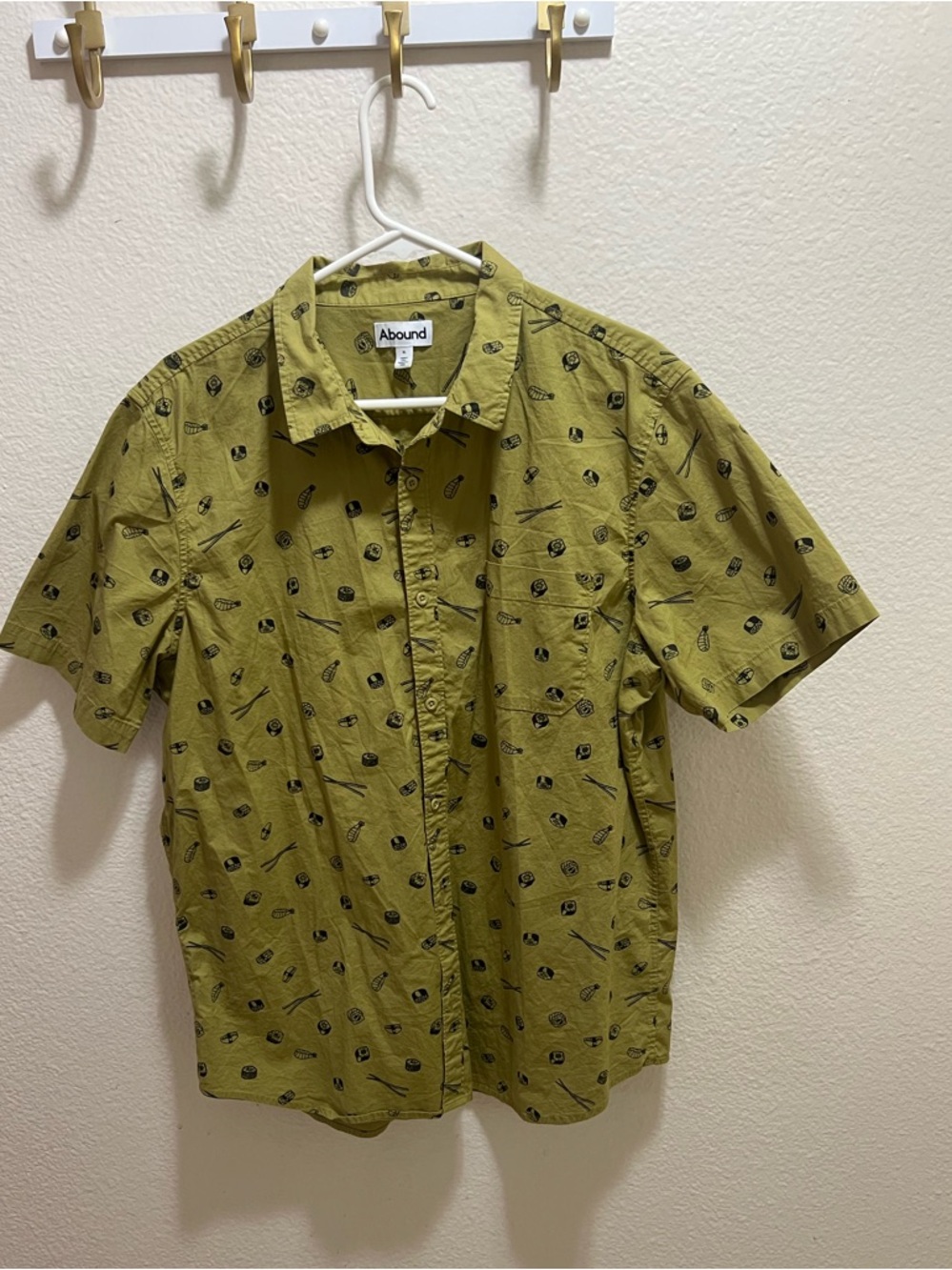 Abound Olive Short-Sleeve Button-Down Shirt with Sushi Print